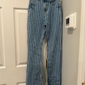 Fashion Nova Blue and White Striped Jeans